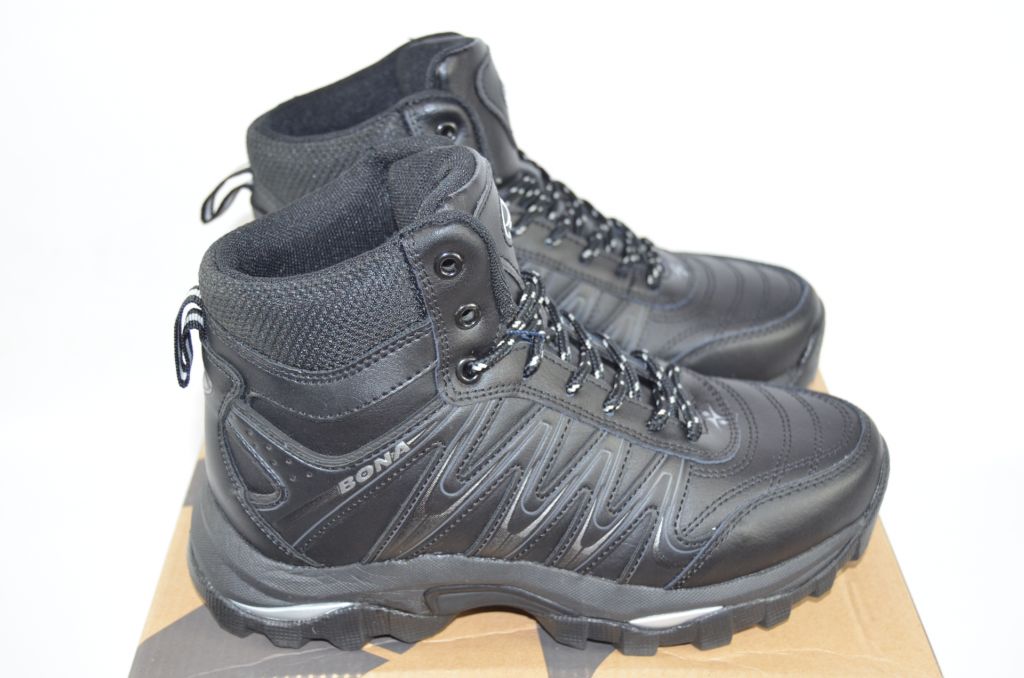 Ботинки подростковые зимние Бона 689С-2-6 чёрные кожа